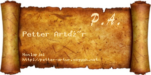 Petter Artúr névjegykártya